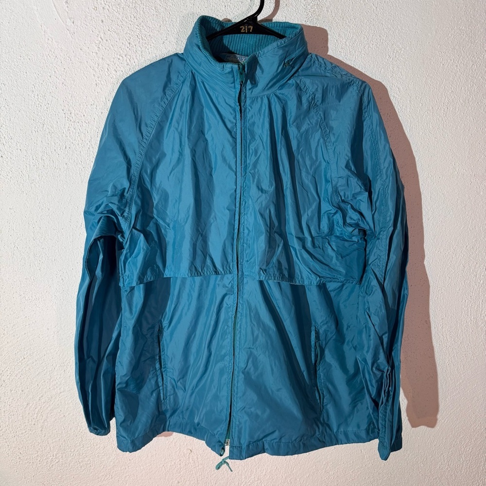 Vintage wool rich // aqua Teton packable wind breaker size large a26